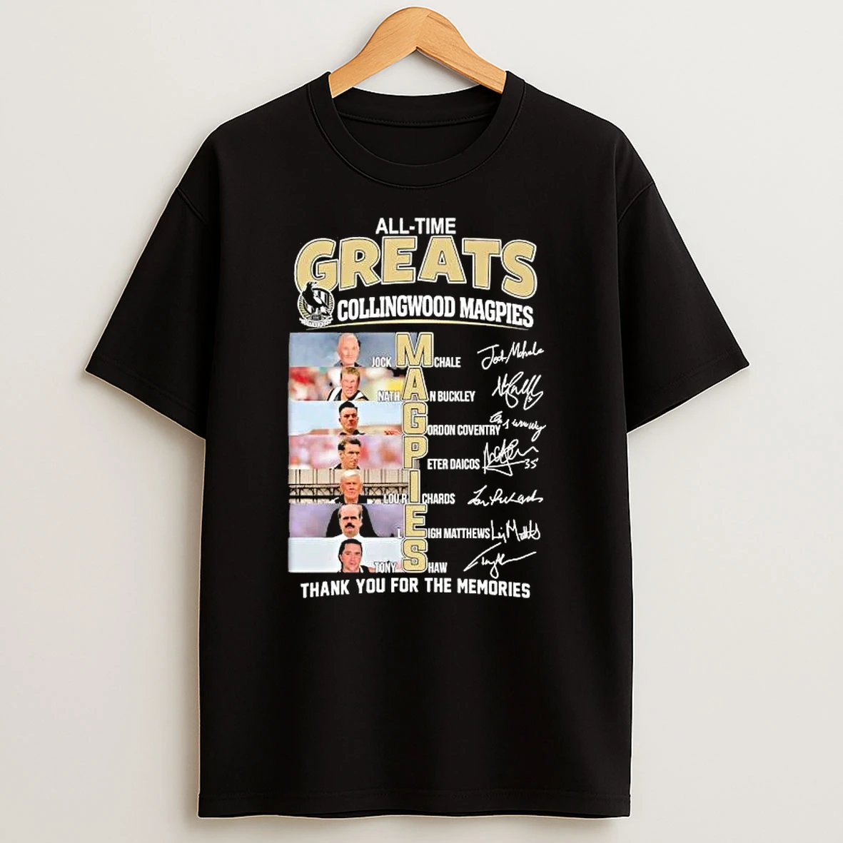 All Time Greats Collingwood Magpies Players Names Thank You For The Memories Signatures T Shirt