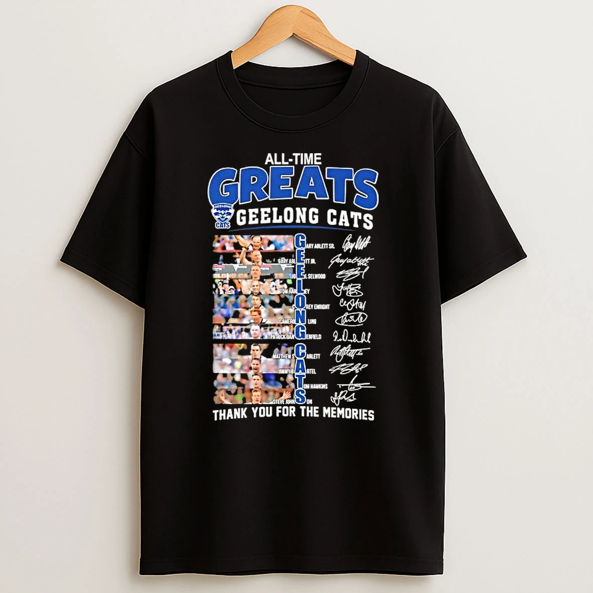 All Time Greats Geelong Cats Legends Names Thank You For The Memories Signatures T Shirt