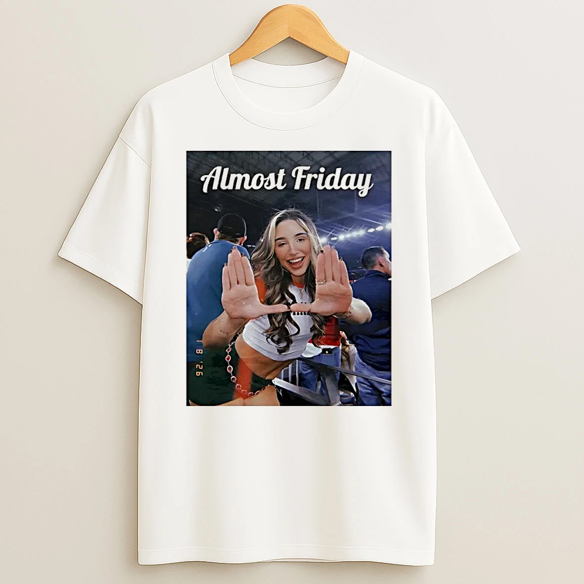 Almost Friday Happy Girl Woman In Stadium T Shirt