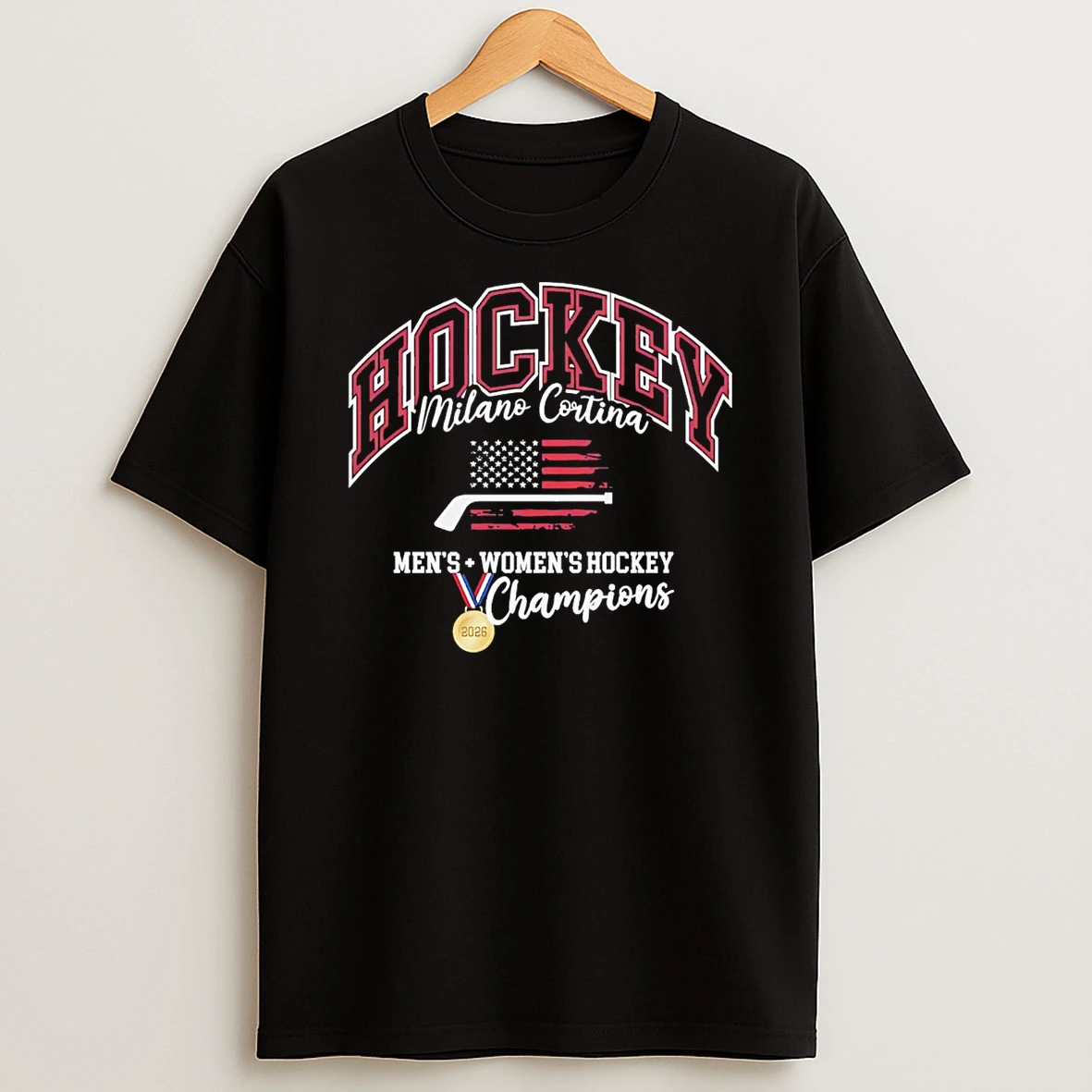 American Hockey Mens Womens Hockey Champions Milano Cortina T Shirt