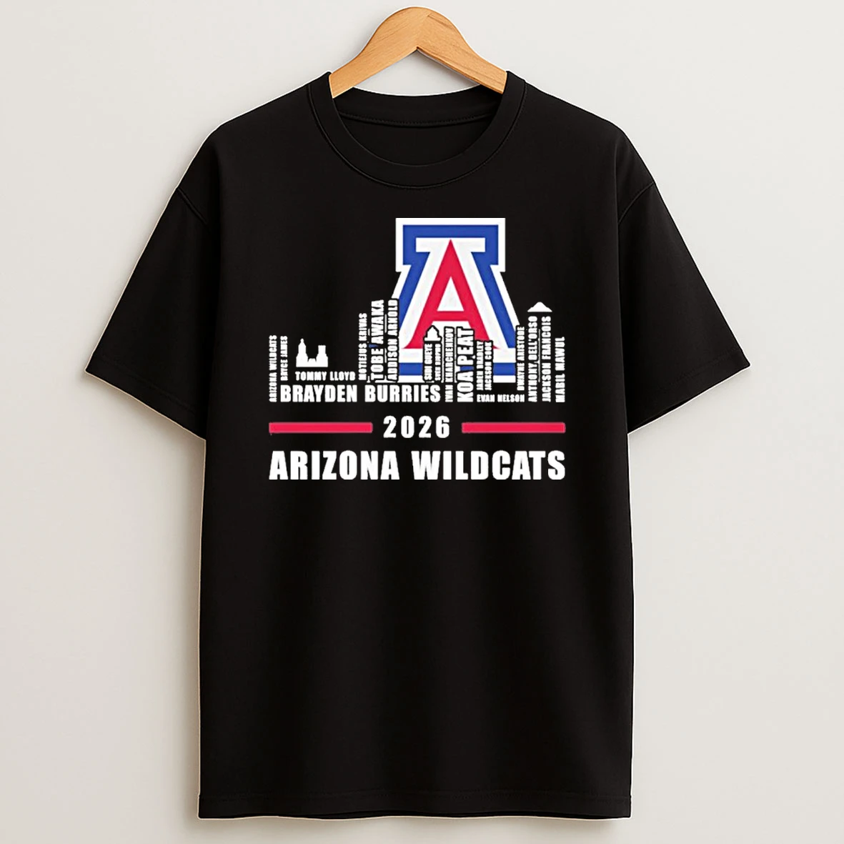 Arizona Basketball Skyline Player Names 2026 T Shirt
