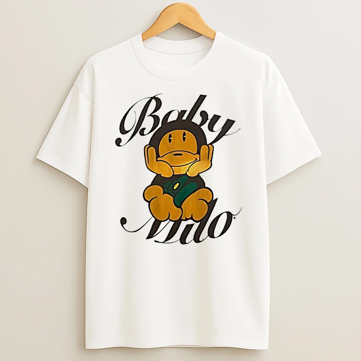 Baby Milo Monkey Character Script Logo Graphic T Shirt
