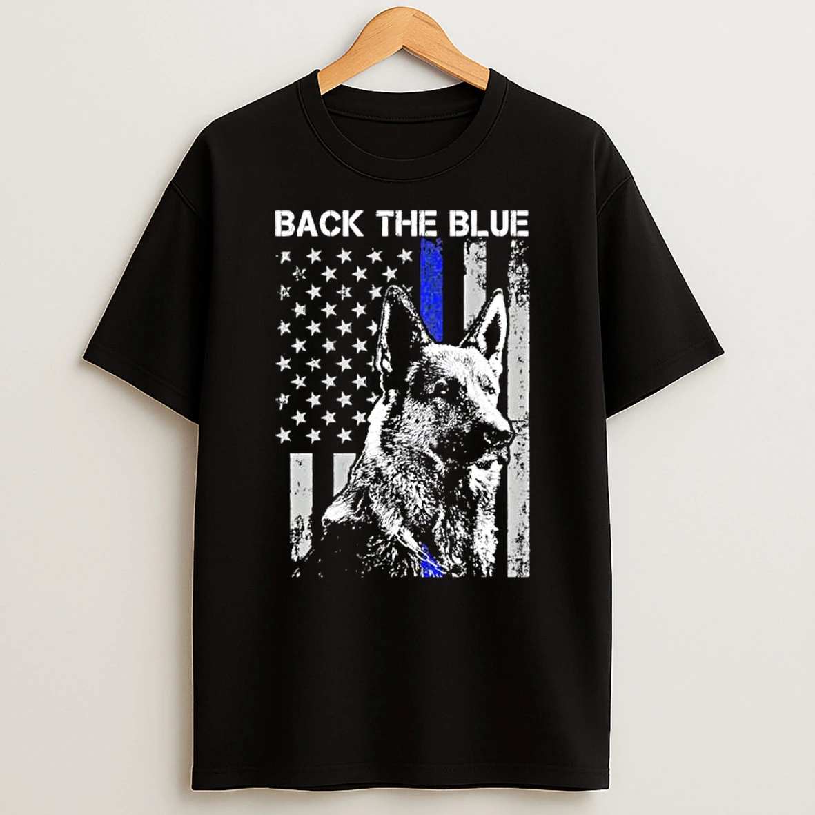Back The Blue Thin Blue Line Flag K 9 German Shepherd T Shirt