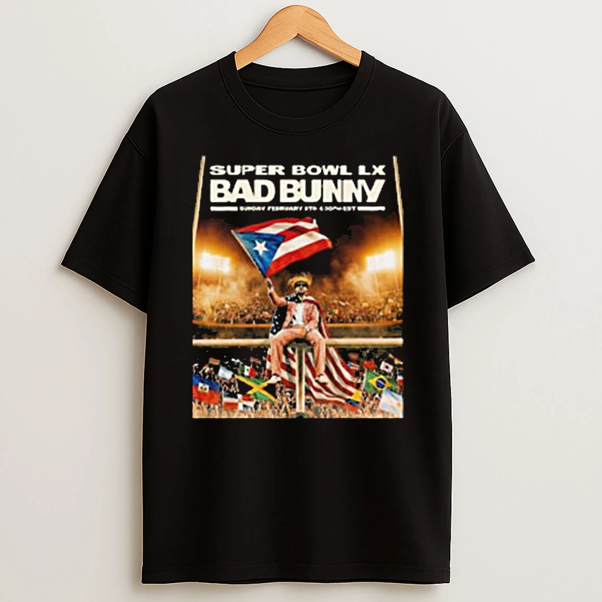 Bad Bunny At Super Bowl Lx Halftime Show Tonight On February 8 2026 T Shirt
