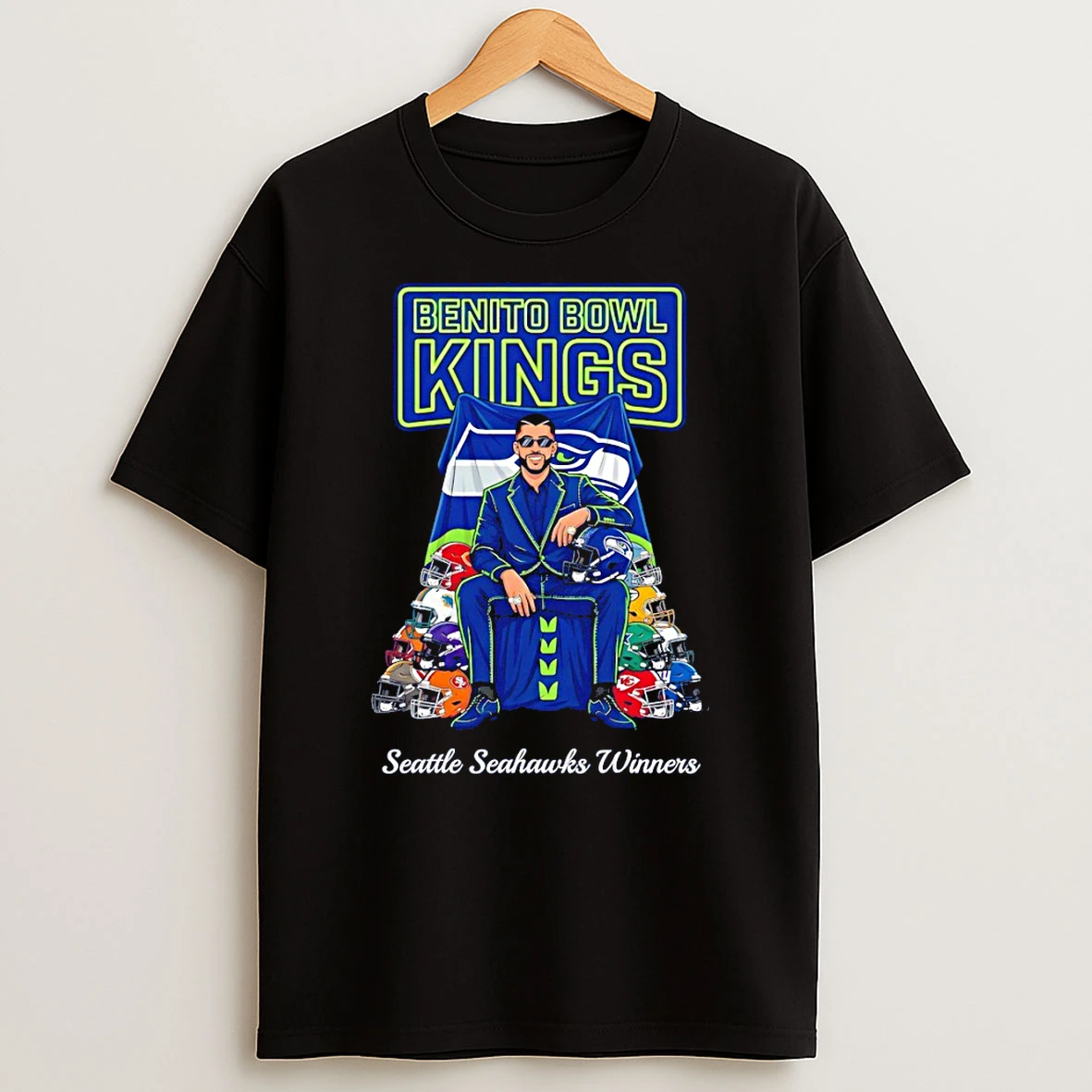 Bad Bunny Benito Bowl Kings Seattle Seahawks Football Winners 2026 T Shirt