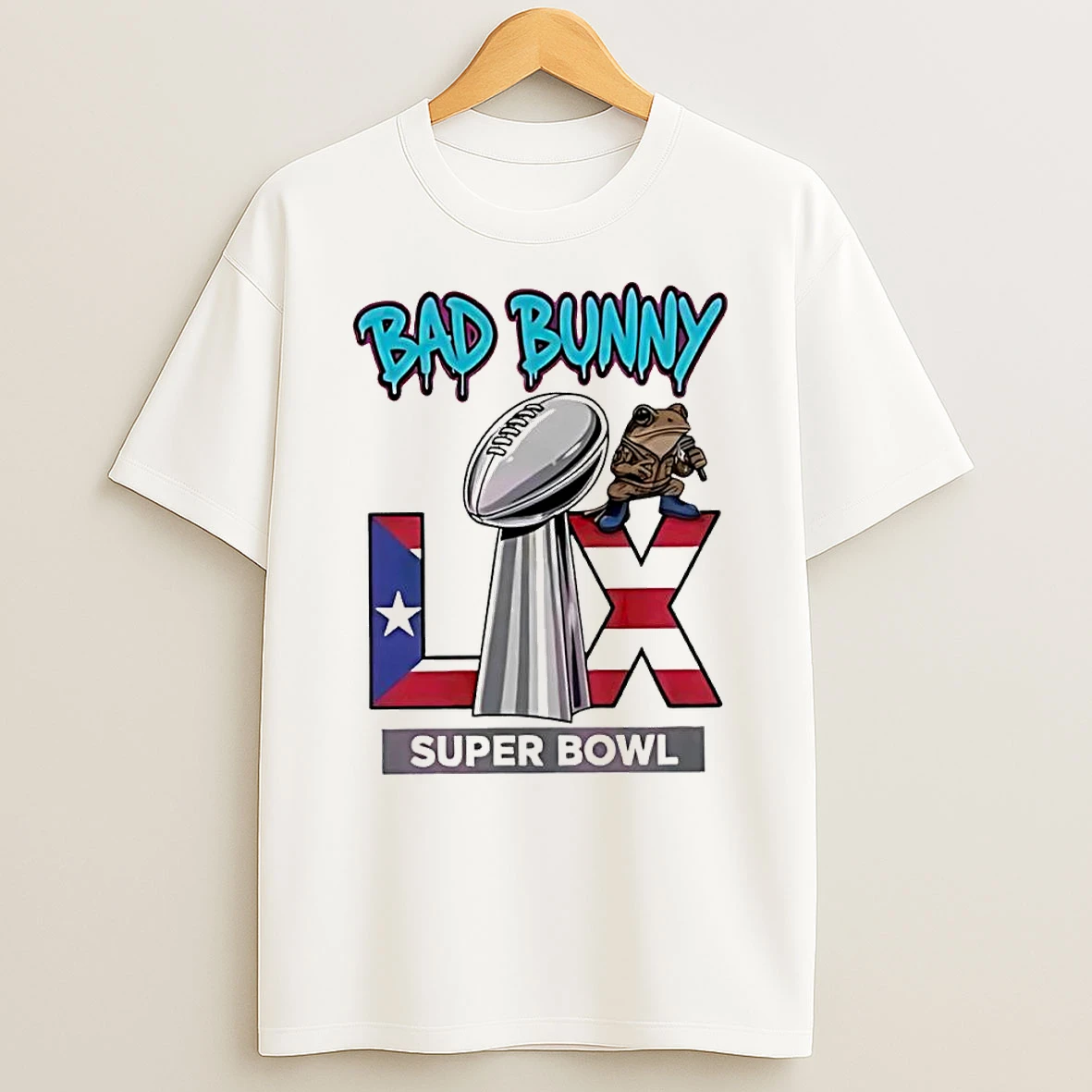 Bad Bunny Super Bowl Lx Puerto Rico Flag Frog Halftime Show T Shirt
