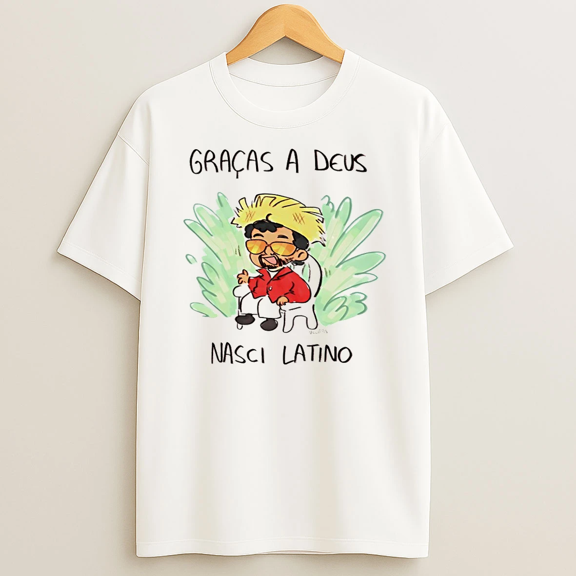 Bad Bunny Gracas A Deus Nasci Latino Art T Shirt