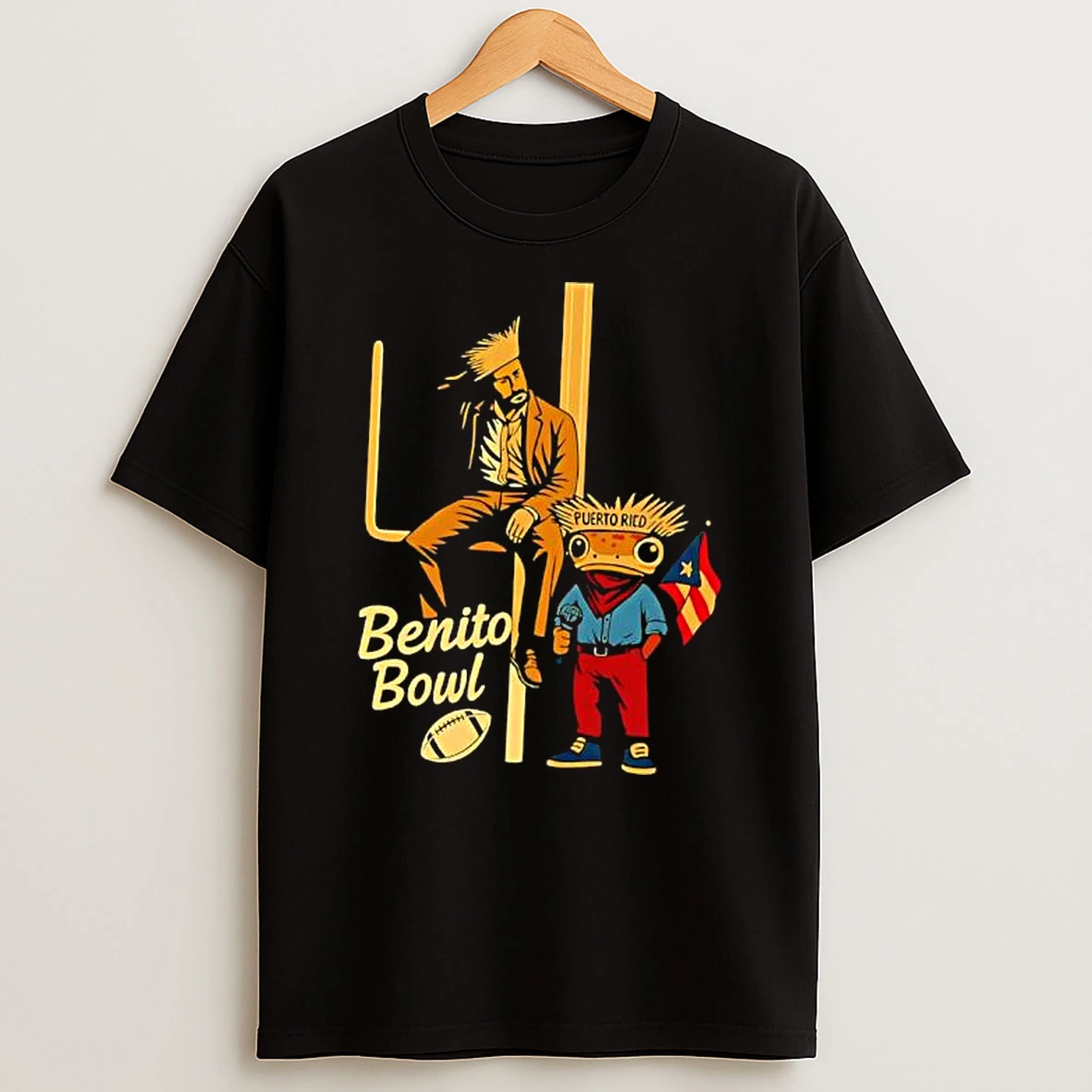 Benito Bowl Bad Bunny Retro Football Concho Frog Puerto Rico T Shirt