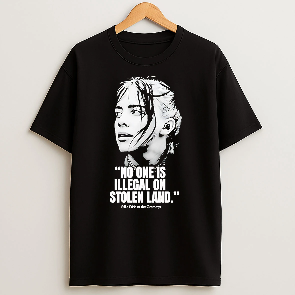 Billie Eilish At The Grammy 2026 No One Is Illegal On Stolen Land Fuck Ice T Shirt
