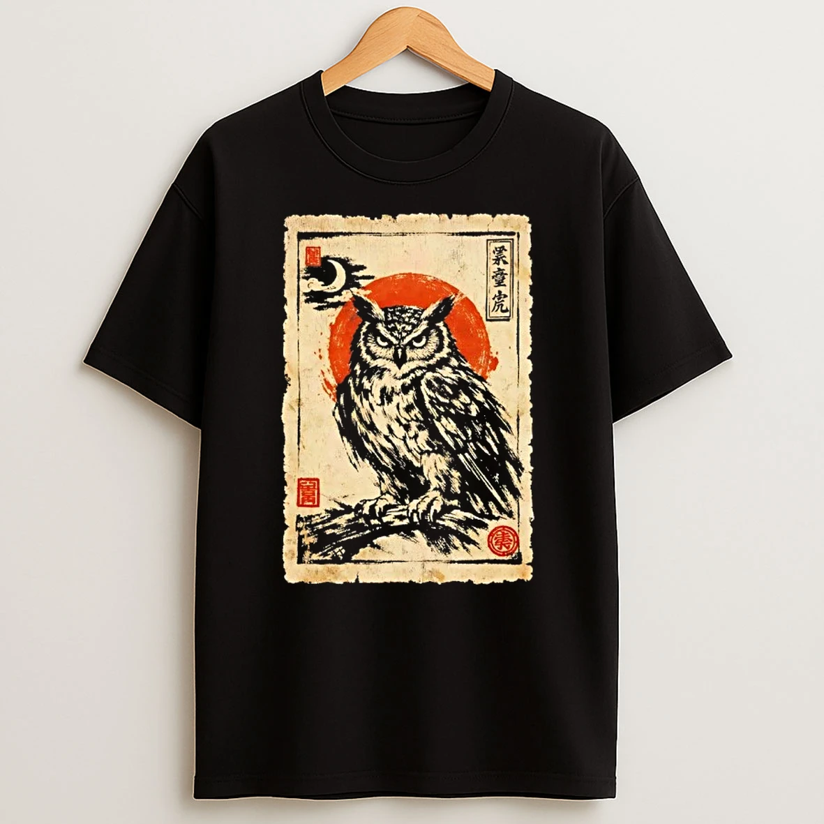 Bird Owl Japanese Art T Shirt