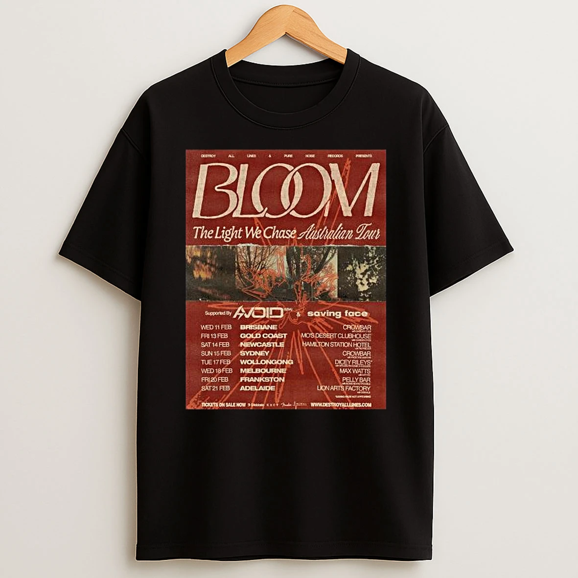 Bloom The Light We Chase Australian Tour 2026 Schedule Dates T Shirt