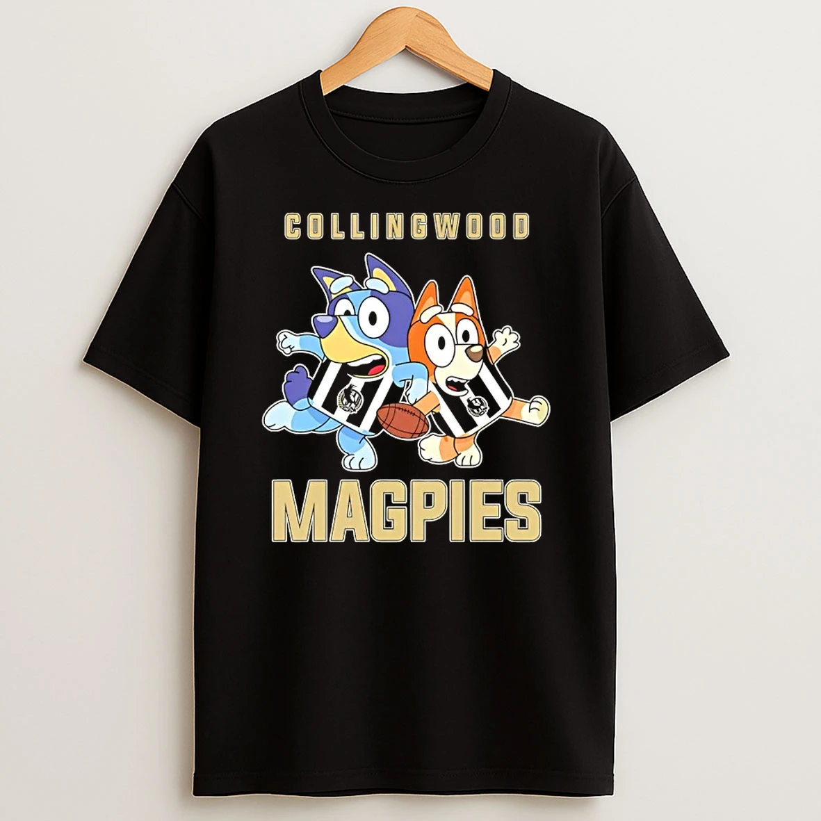 Bluey And Bingo X Collingwood Magpies T Shirt
