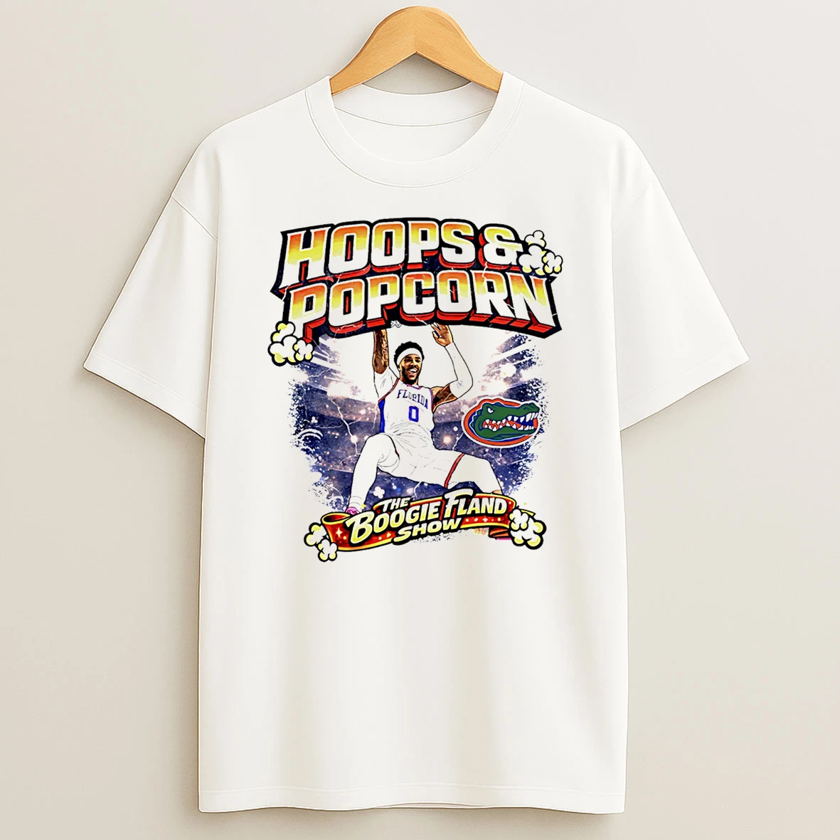 Boogie Fland Florida Gators Hoops And Popcorn The Boogie Fland Show T Shirt