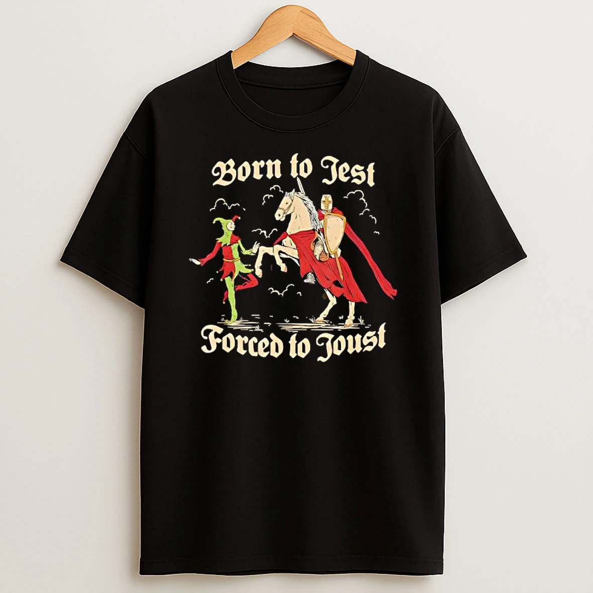 Born To Jest Forced To Joust Medieval Vintage Graphic T Shirt