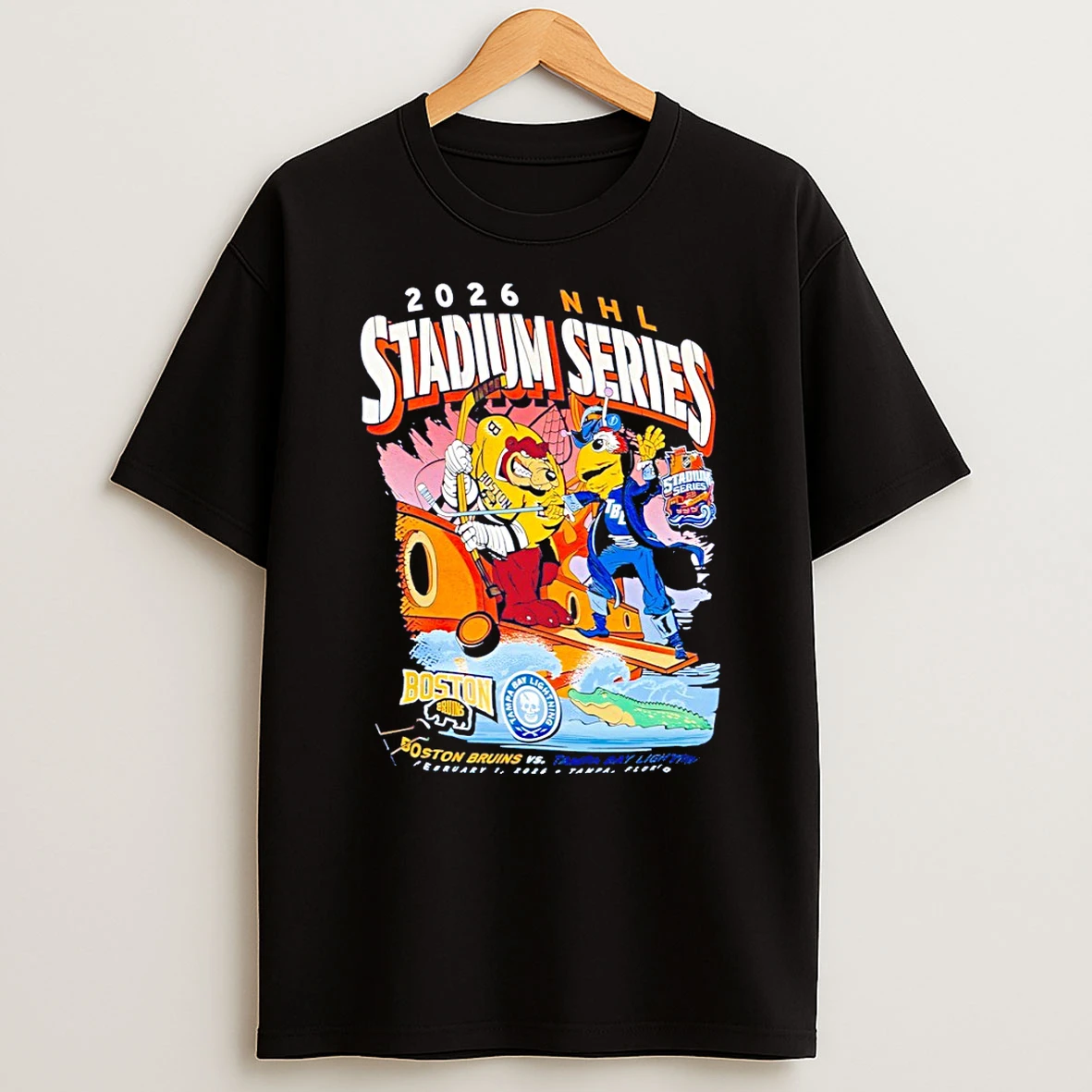 Boston Bruins Vs Tampa Bay Lightning Mascot Hockey Nhl Stadium Series 2026 Vintage T Shirt