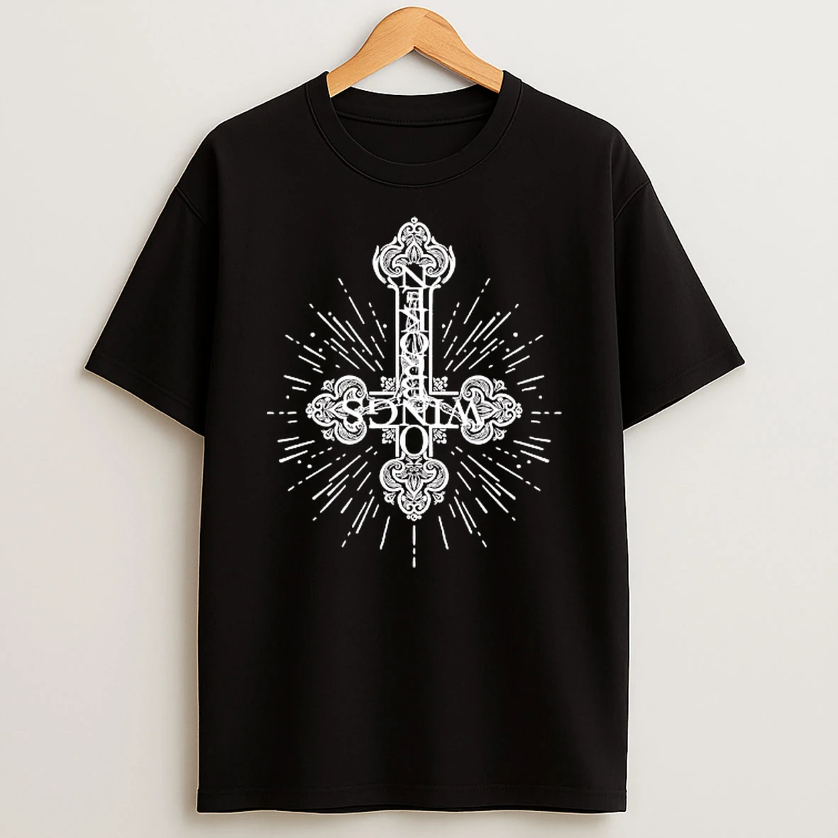 Broken Wings Inverted Cross Gothic Ornamental T Shirt
