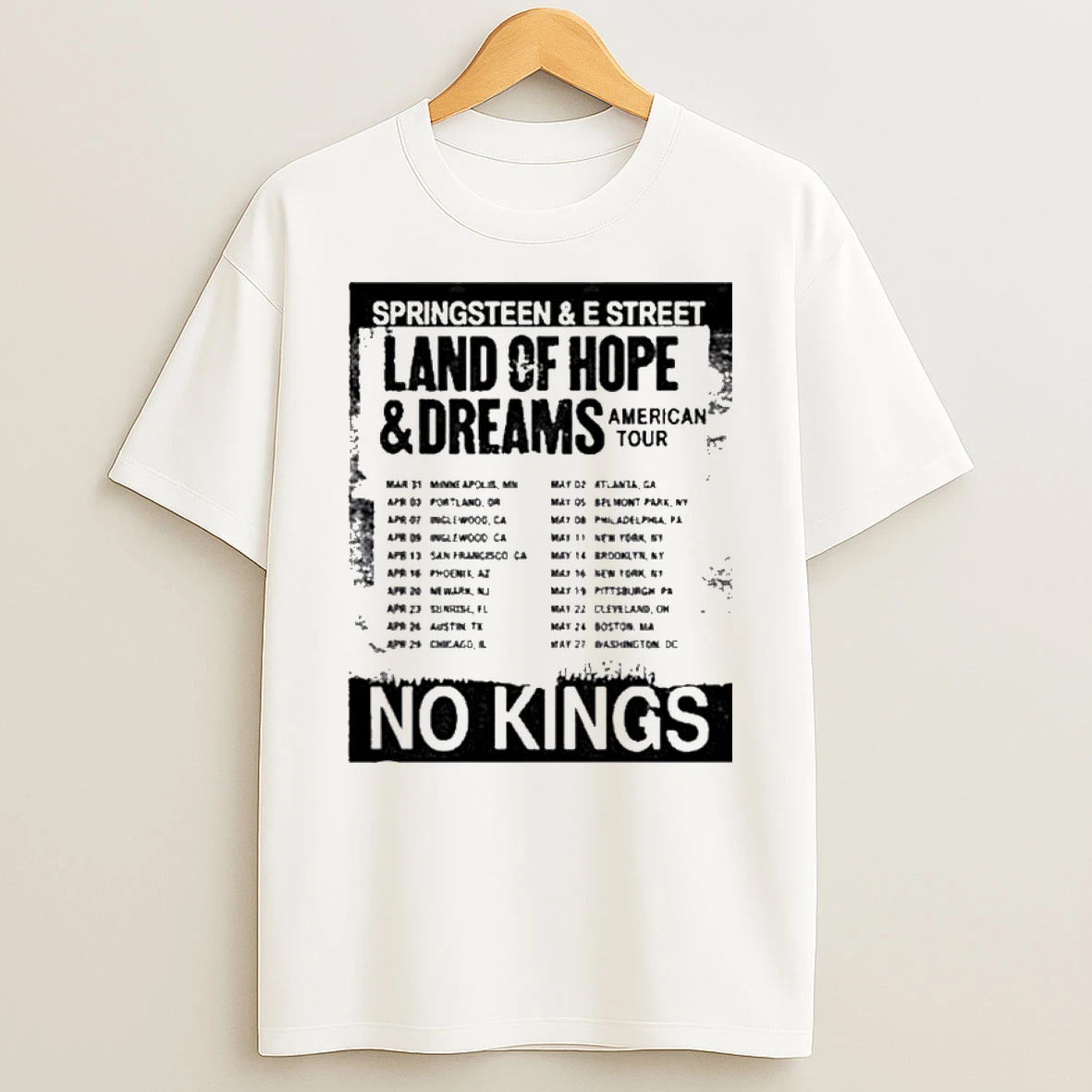 Bruce Springsteen And E Street Band Land Of Hope And Dreams American Tour 2026 Schedule Dates T Shirt