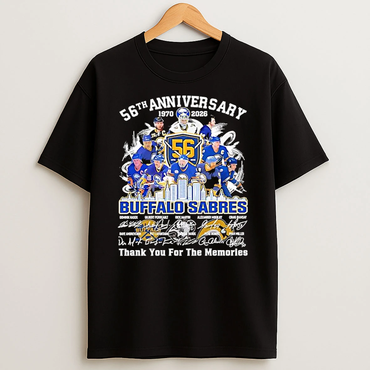 Buffalo Sabres 56th Anniversary 1970 2026 The Legends Past Historical Players Signatures T Shirt
