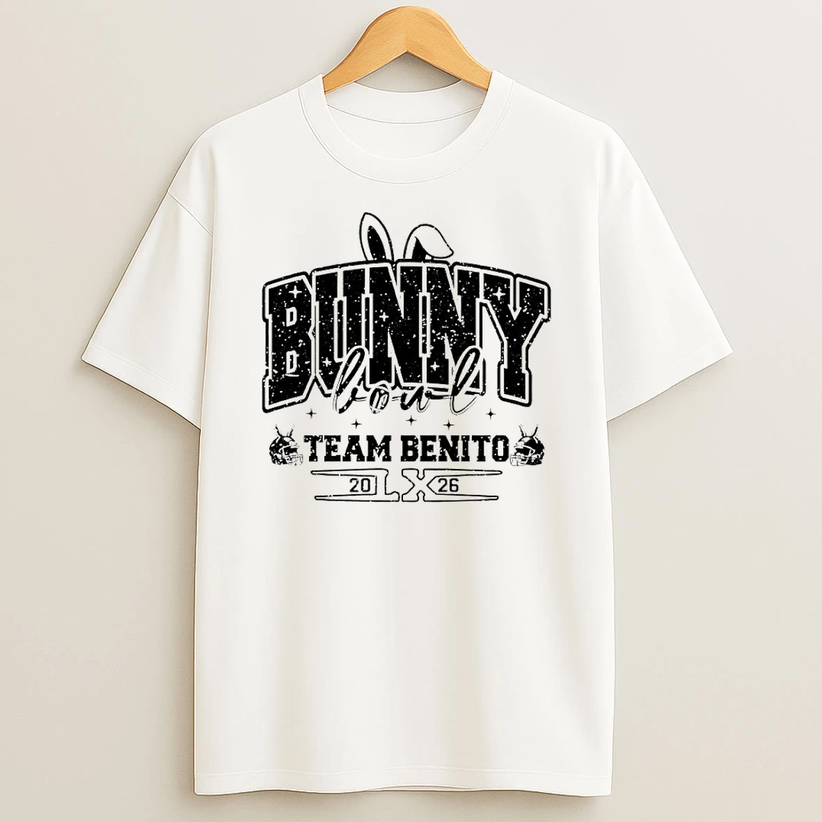 Bunny Bowl Team Benito 20 Lx 26 Football Helmet Bunny Ears T Shirt
