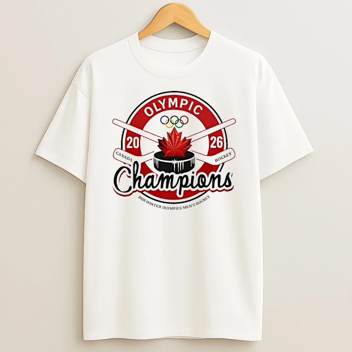 Canada Men Hockey Milano Cortina Olympics Champions 2026 Logo T Shirt