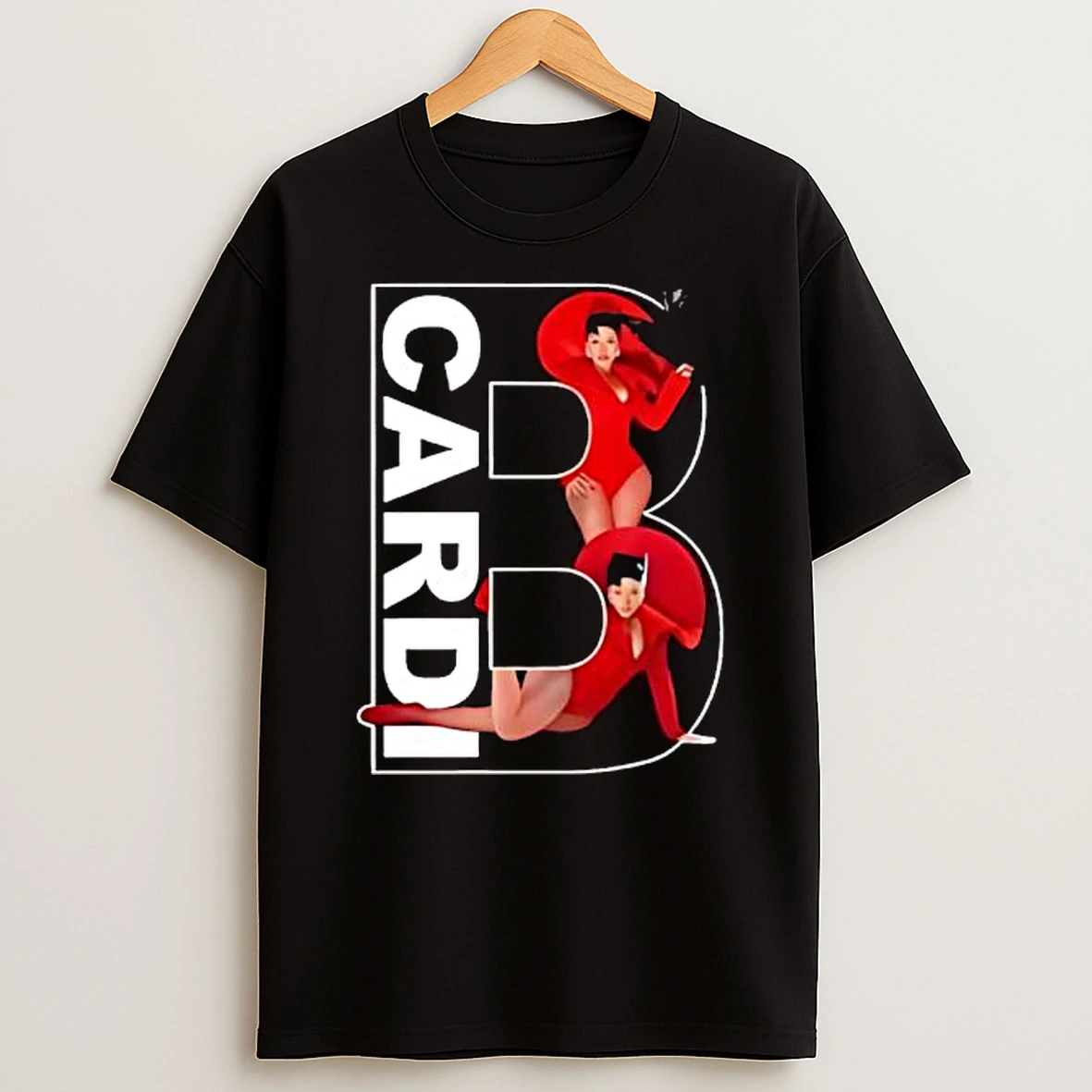 Cardi B Red Outfit Graphic Letter B Design Fashion T Shirt