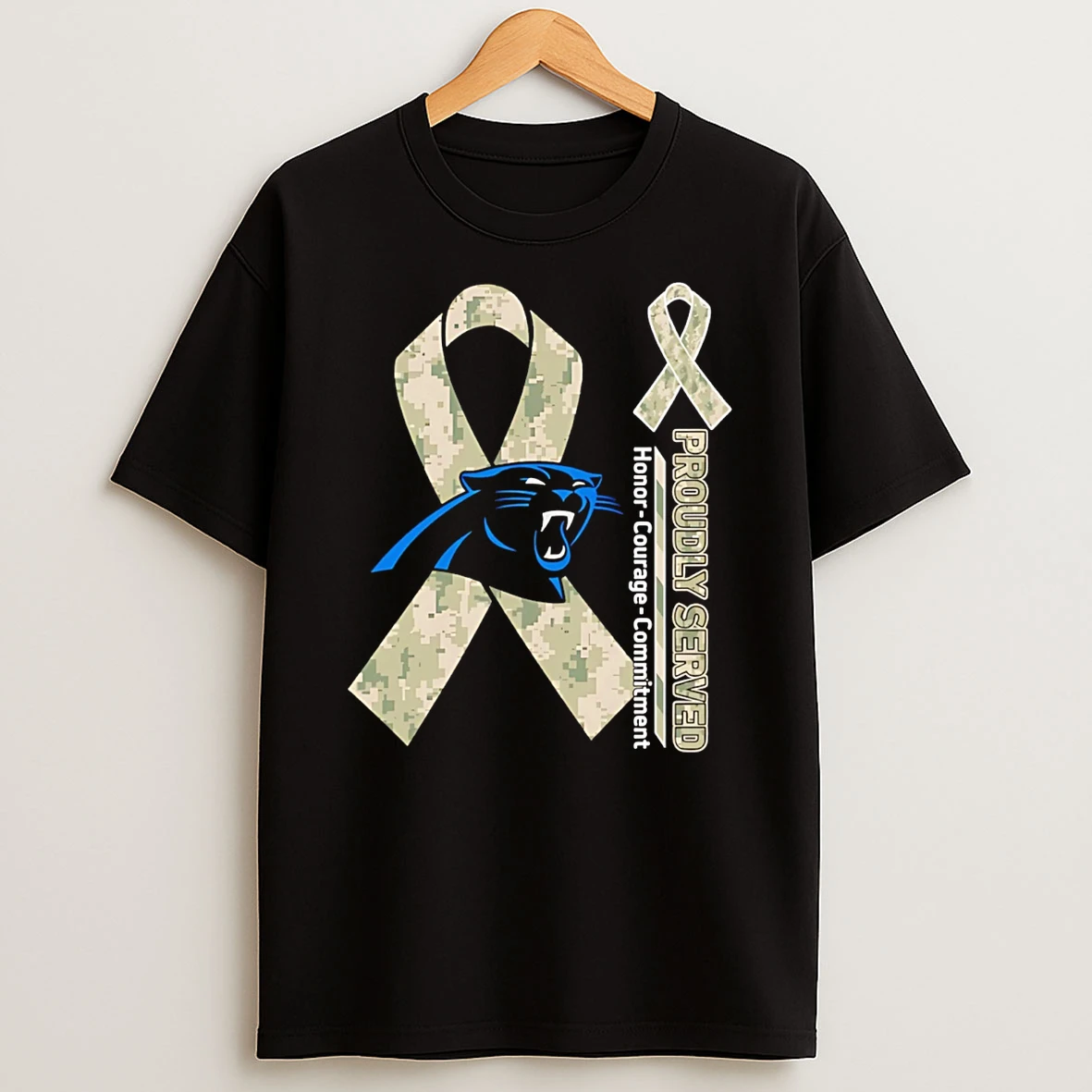 Carolina Panthers Proudly Served Honor Courage Commitment T Shirt