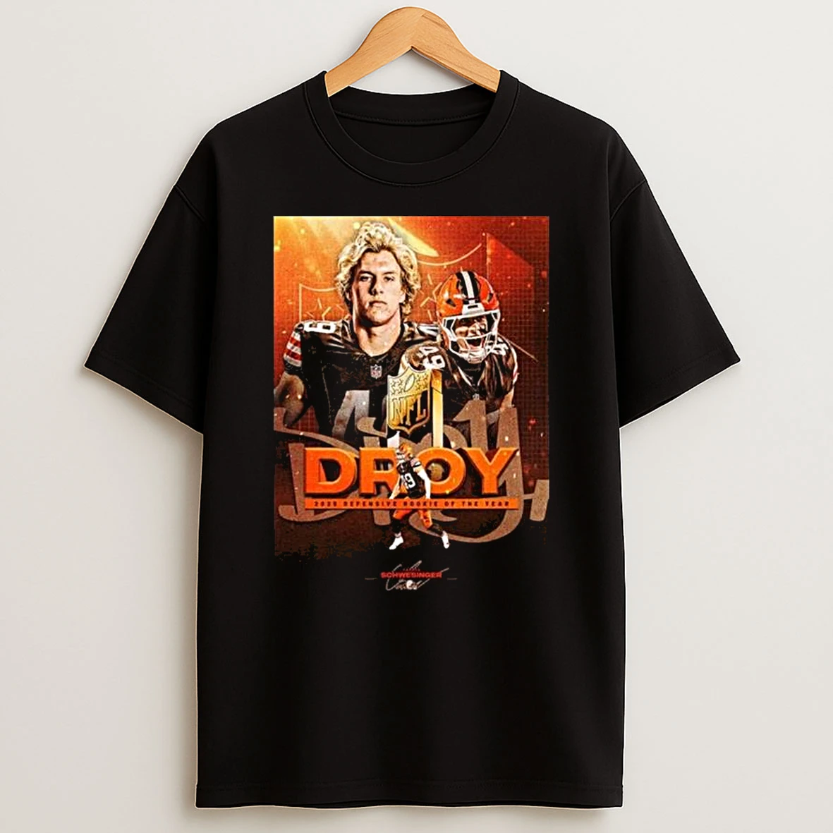 Carson Schwesinger Cleveland Browns Nfl 2025 Defensive Rookie Of The Year T Shirt