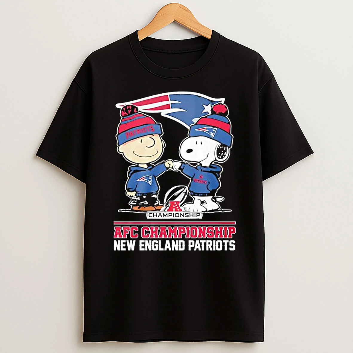 Charlie Brown And Snoopy In New England Patriots Afc Championship Graphic T Shirt