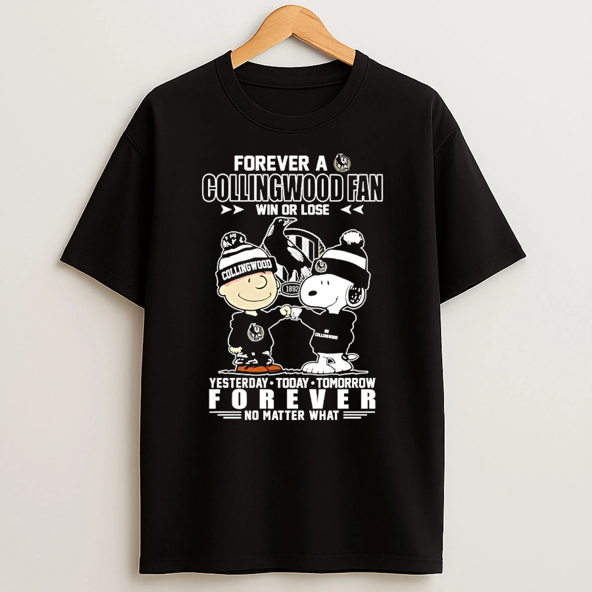Charlie Brown Fist Bump Snoopy Forever A Collingwood Fan Win Or Lose No Matter What T Shirt