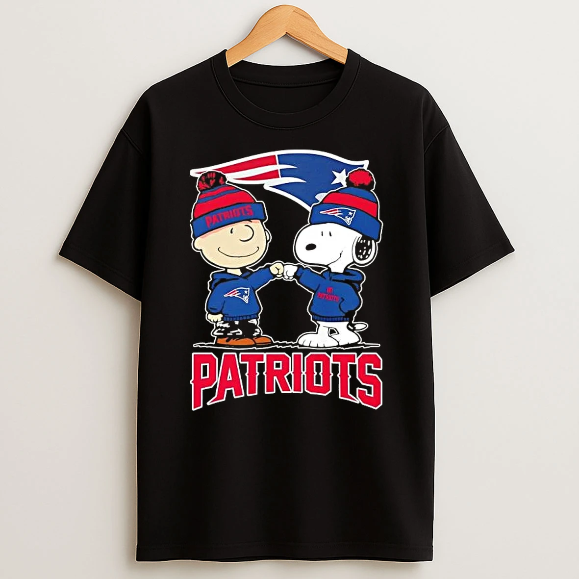 Charlie Brown Fist Bump Snoopy X New England Patriots Football Logo T Shirt