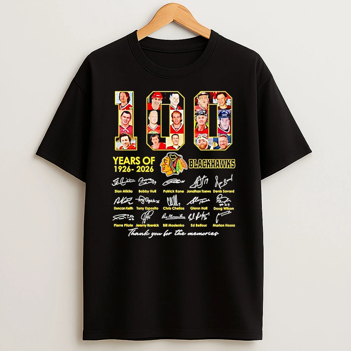 Chicago Blackhawks 100 Years Of 1926 2026 Thank You For The Memories Signatures T Shirt