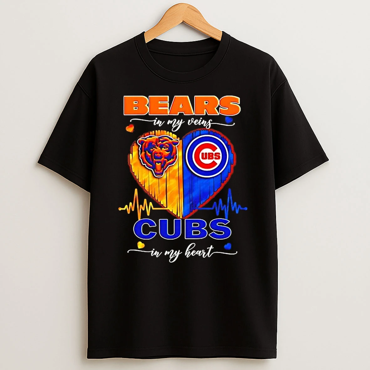 Chicago Sports Bears In My Veins Cubs In My Heart T Shirt