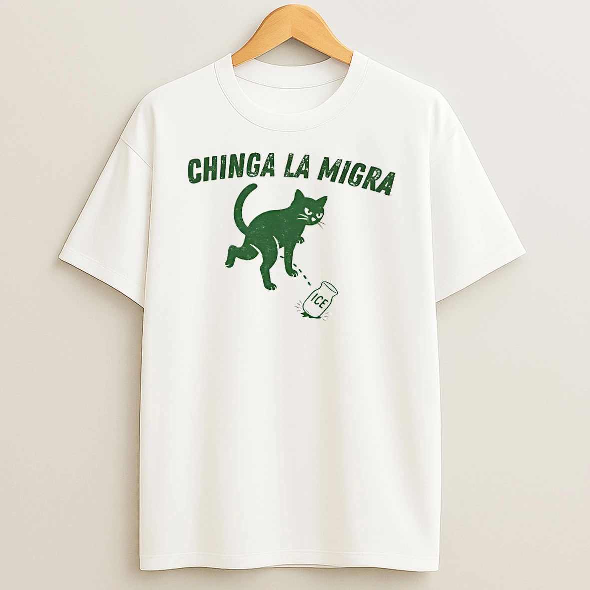 Chinga La Migra Cat Pee On Ice T Shirt