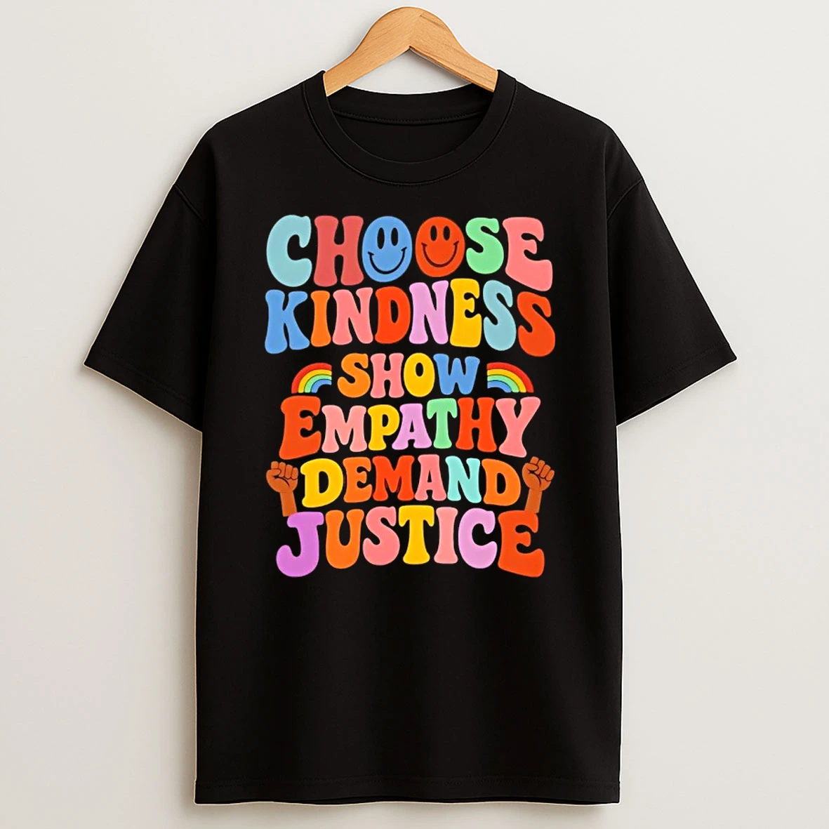 Choose Kindness Show Empathy Demand Justice Text Colors T Shirt