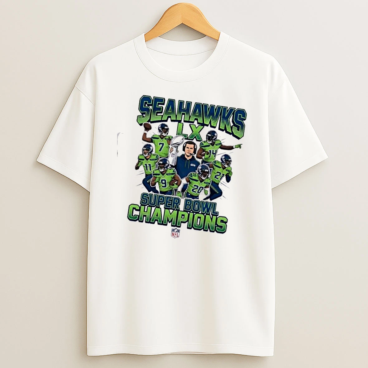 Coach Mike Macdonald And Players Seattle Seahawks Super Bowl Lx Champions T Shirt