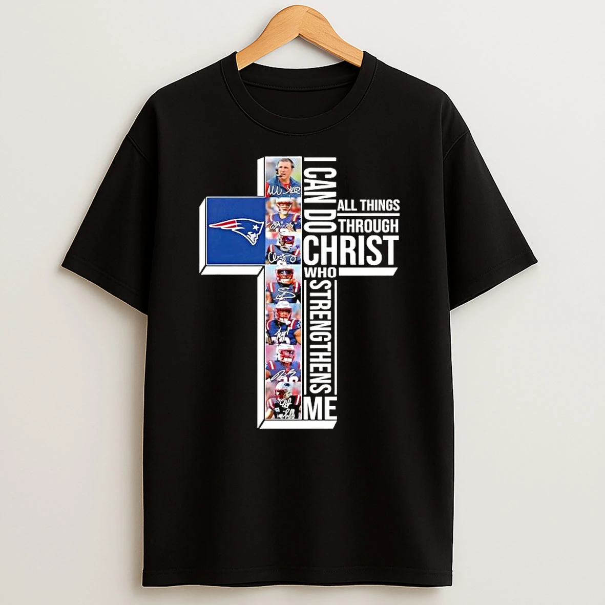 Coach Mike Vrabel And Players New England Patriots I Can Do All Things Through Christ Who Strengthens Me T Shirt