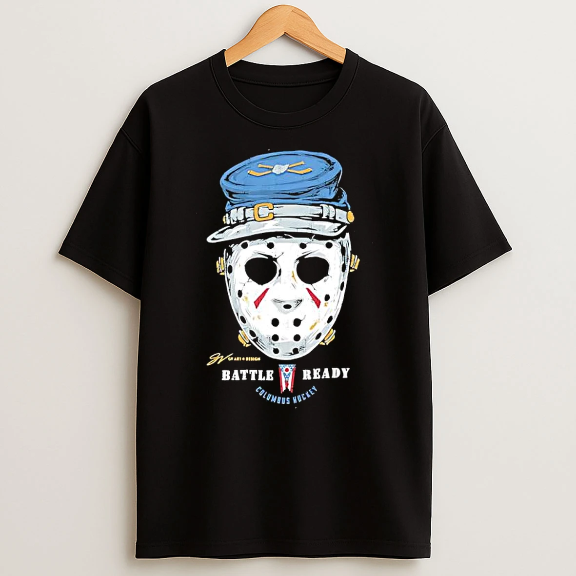 Columbus Hockey Battle Ready Jason Voorhees Graphic T Shirt