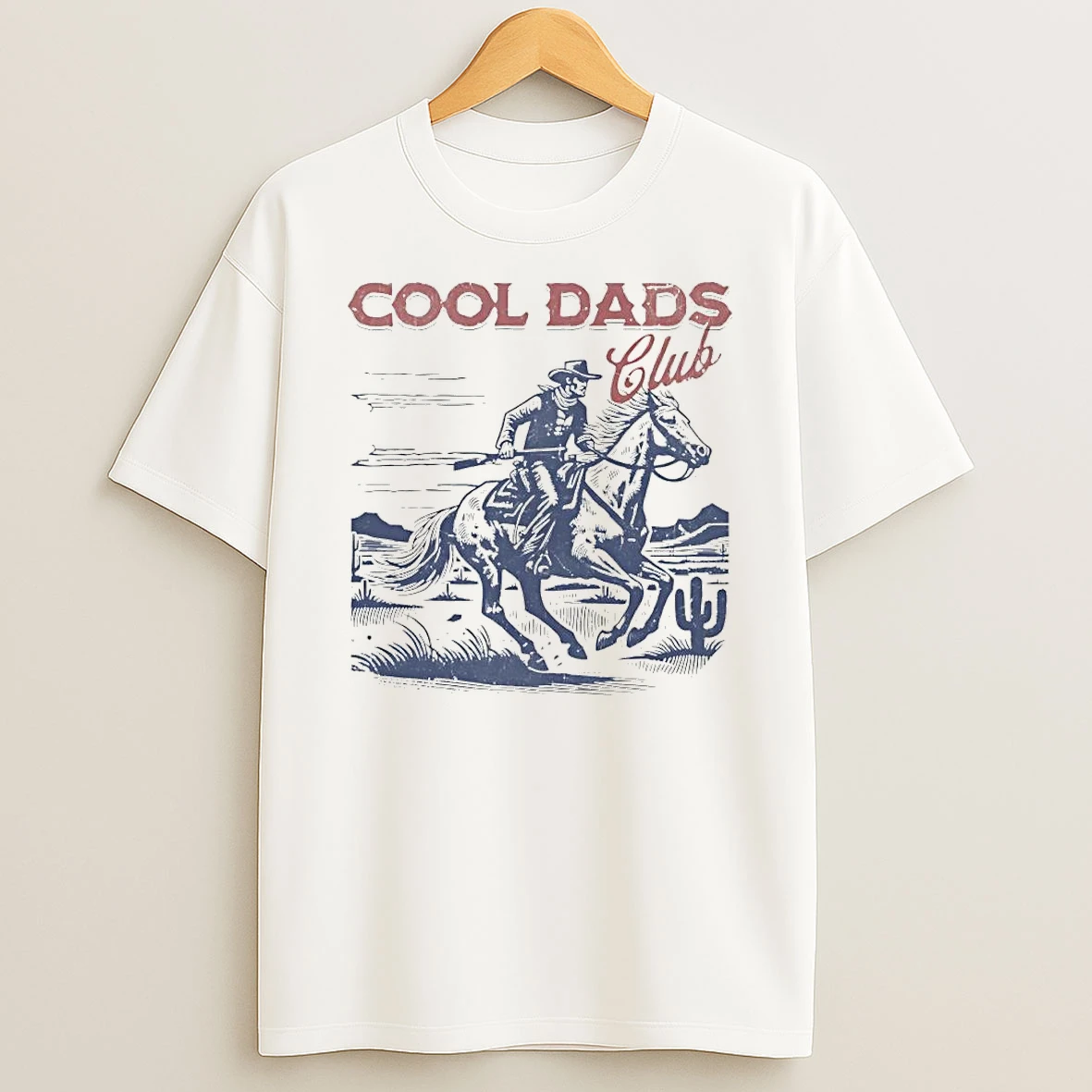 Cool Dads Club Cowboy Riding Horse In Desert T Shirt