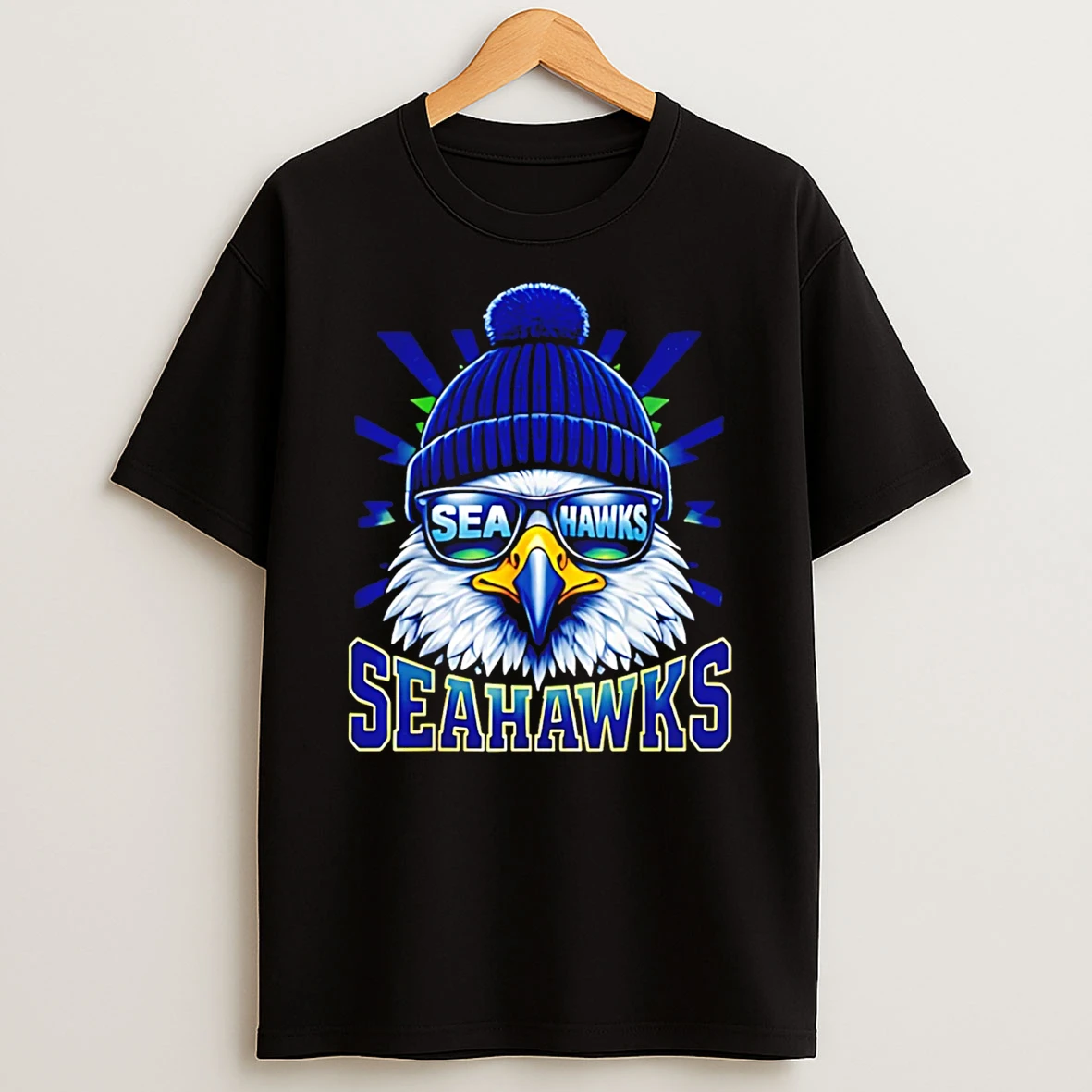 Cool Face Seahawks With Sunglasses T Shirt