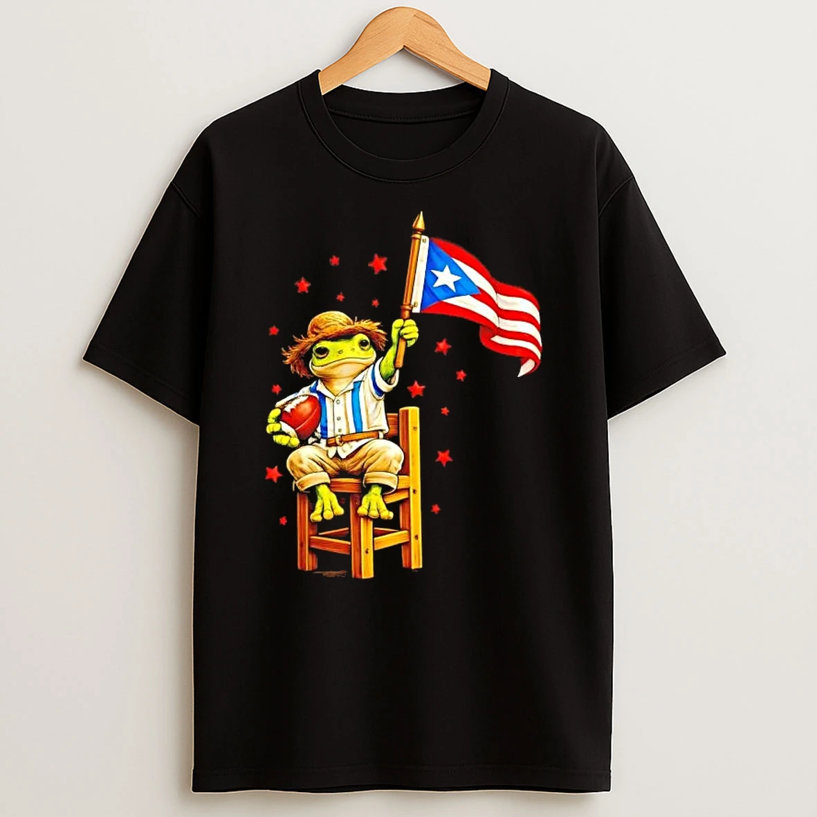 Coqui Frog Football Fan Puerto Rico Flag T Shirt