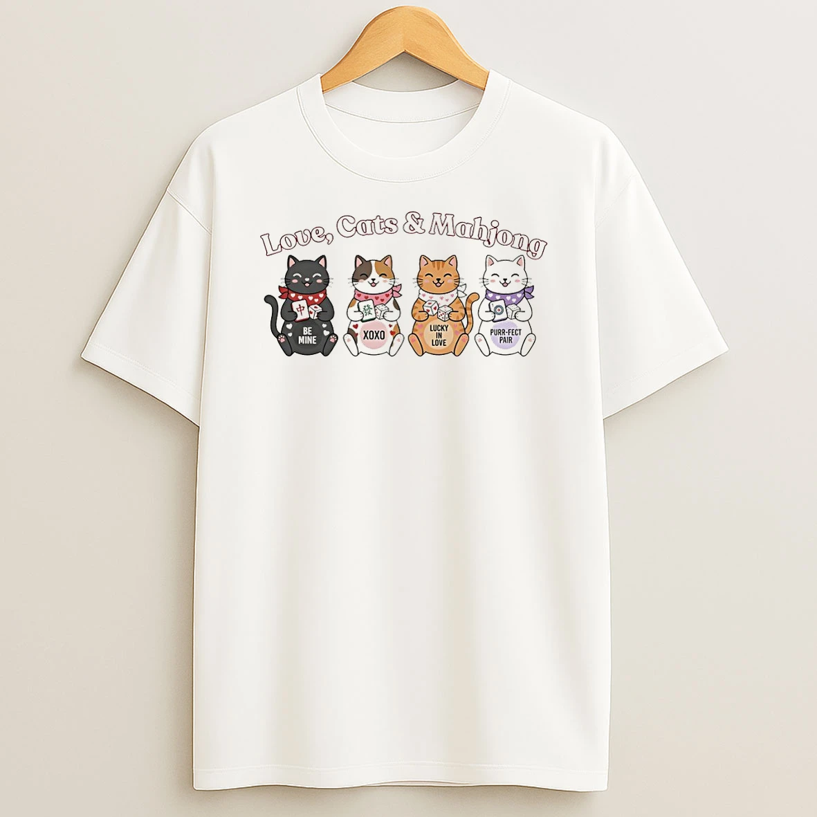 Cute Cat Lover Love Cats Mahjong T Shirt