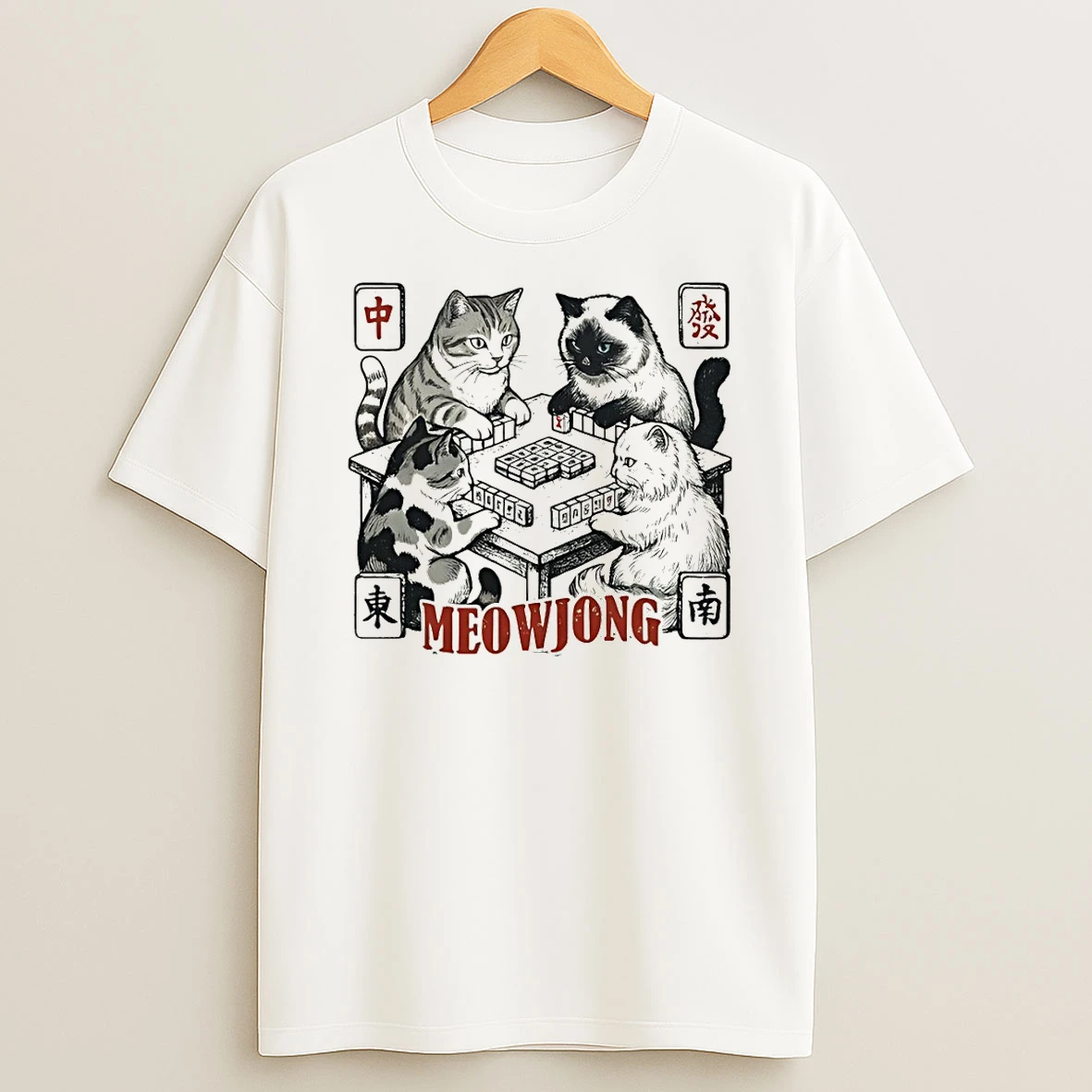 Cute Cats Playing Mah Jongg T Shirt