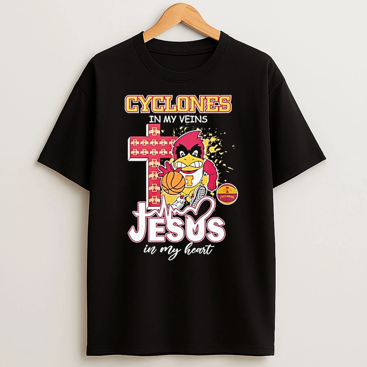 Cyclones In My Veins Jesus In My Heart Bird Mascot Iowa State T Shirt