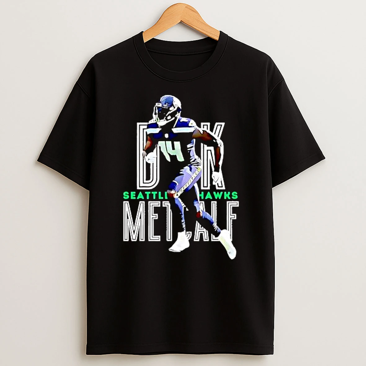 Dk Seattle Seahawks 14 Metcalf Action Pose Football Fan T Shirt