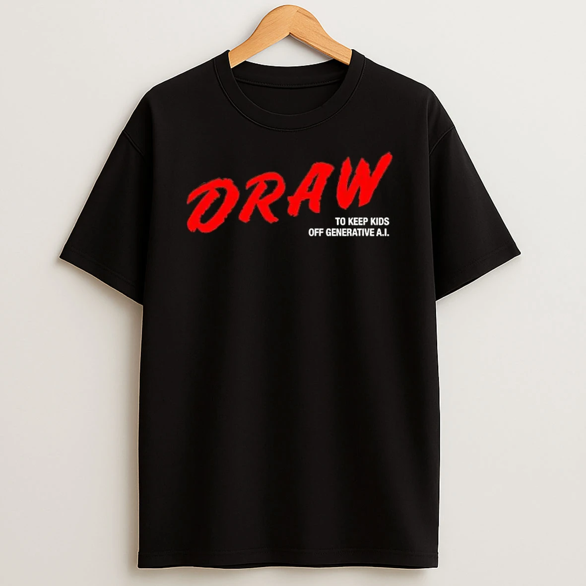Daron Nefcy Wearing Draw To Keep Kids Off Generative Ai T Shirt
