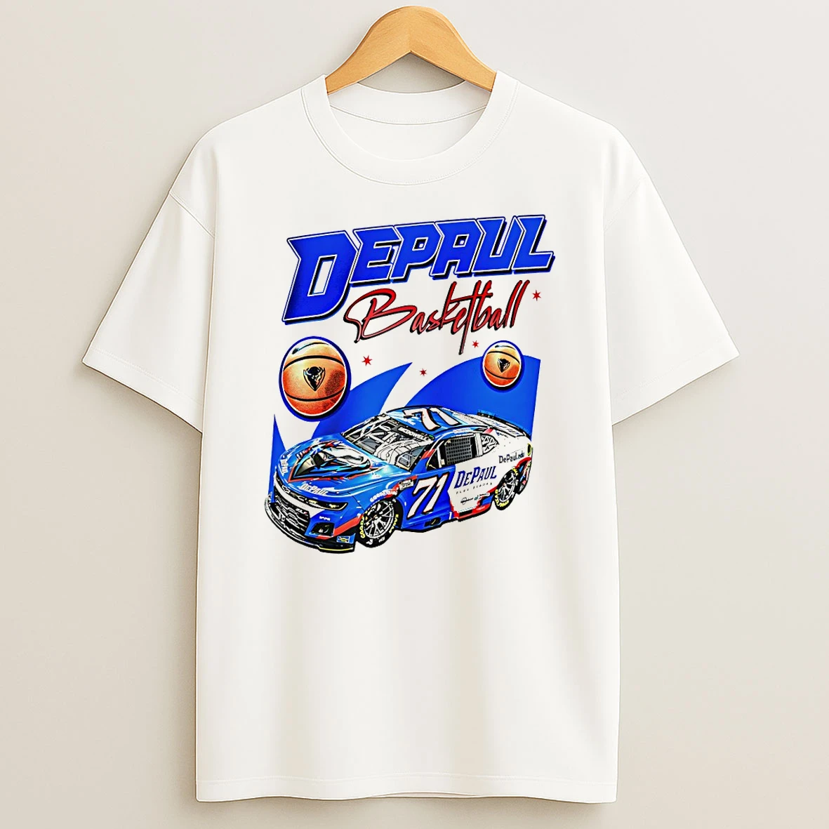 Depaul Blue Demons Basketball 71 Racing Nascar T Shirt