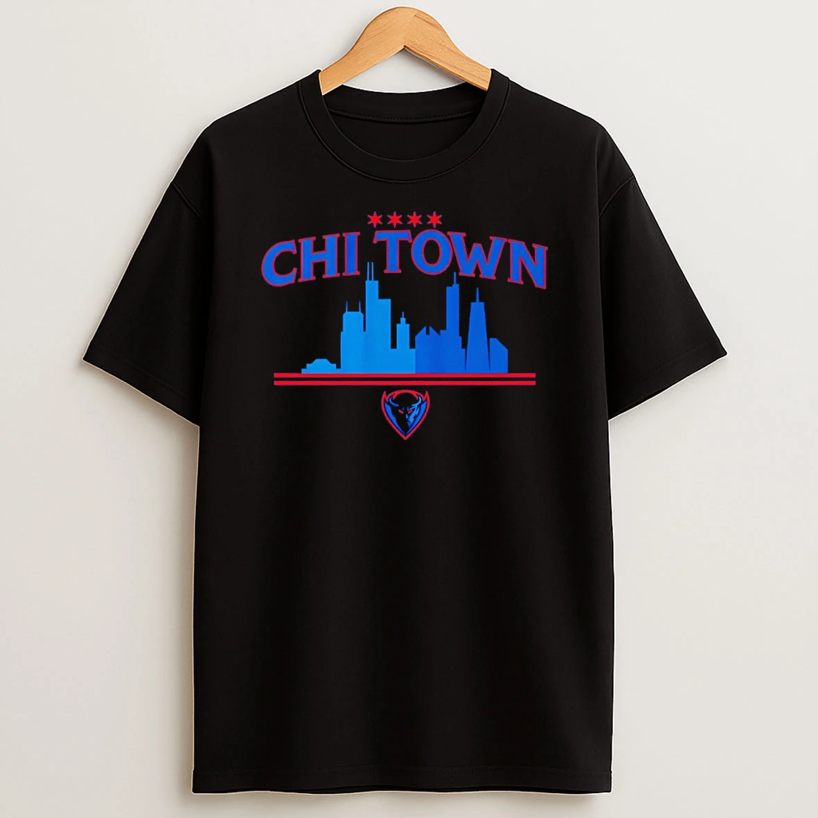 Depaul Blue Demons Chi Town Basketball City Skyline Logo T Shirt