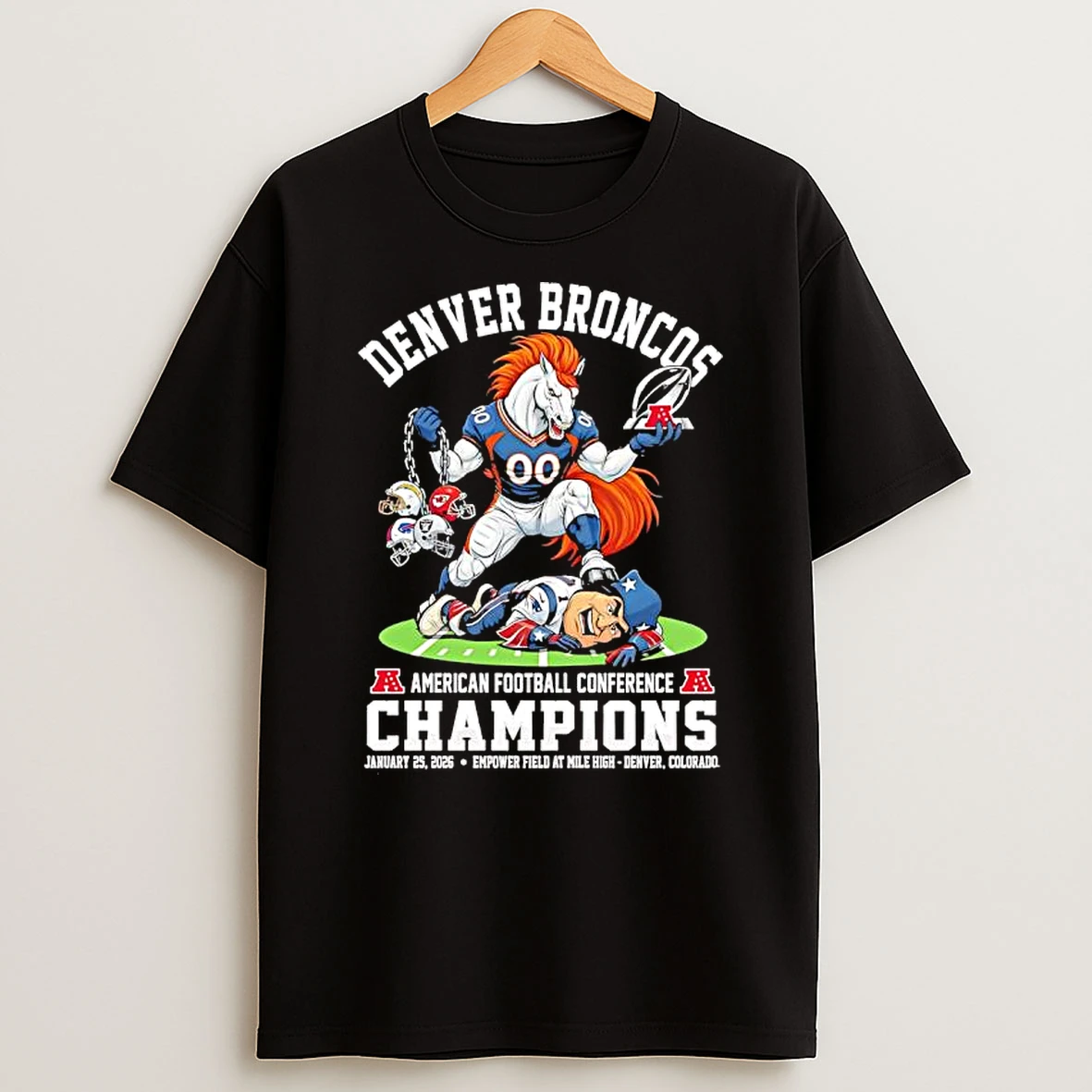 Denver Broncos Mascot American Football Conference Champions January 25th 2026 Empower Field At Mile High Denver Colorado T Shirt