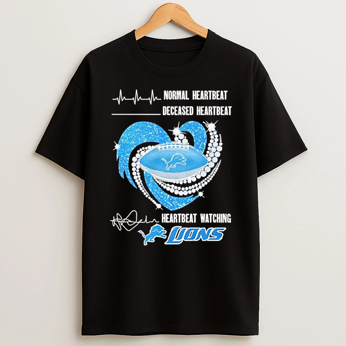 Detroit Lions X Lions Heartbeat Graphic T Shirt