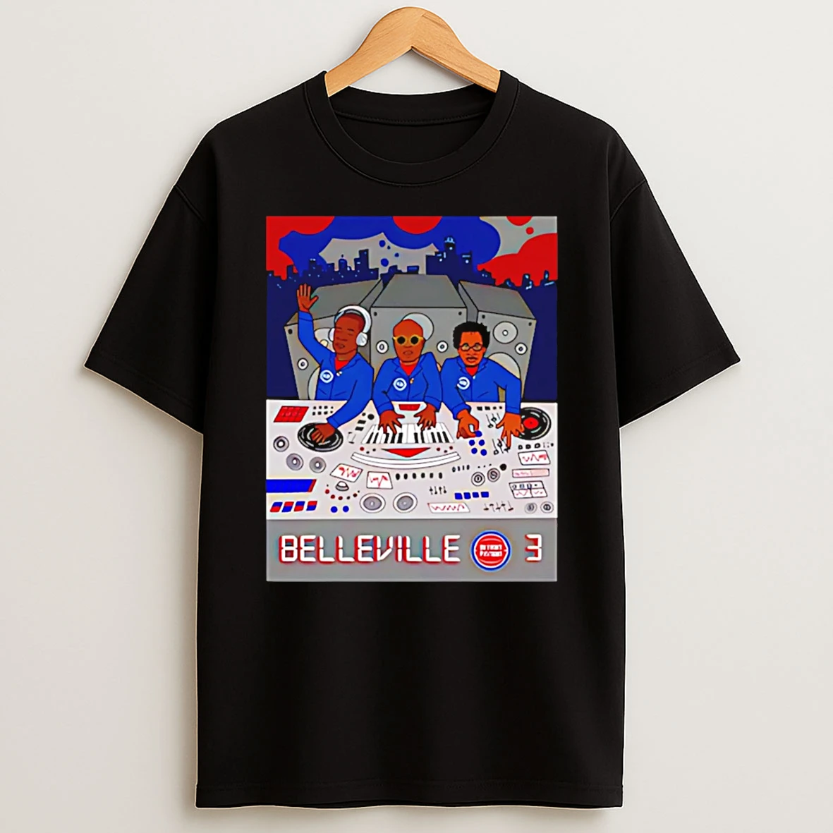 Detroit Pistons The Belleville Three Cartoon T Shirt